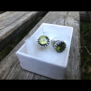 Crystal green earrings.
